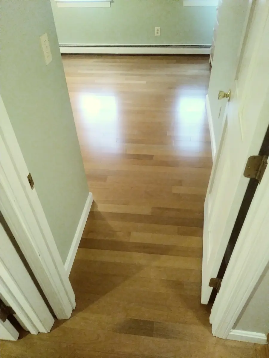 Hardwood flooring in a hallway