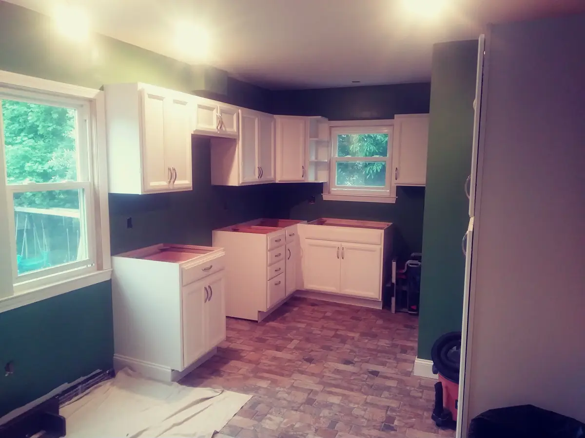 Kitchen remodel with white cabinets
